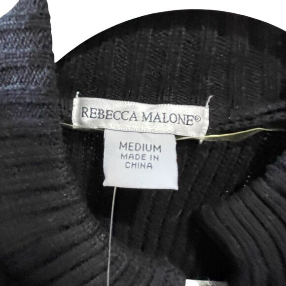 Rebecca Malone Black Faux Fur Ribbed Knit Open Vest w/ Pockets Women’s M NWT - Picture 4 of 10